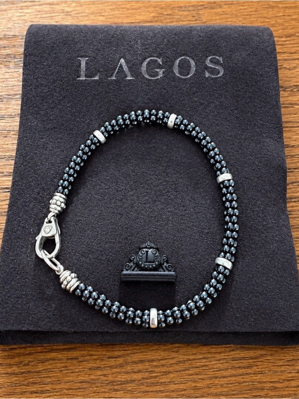 LAGOS Black Caviar Beaded Bracelet with Sterling Accents